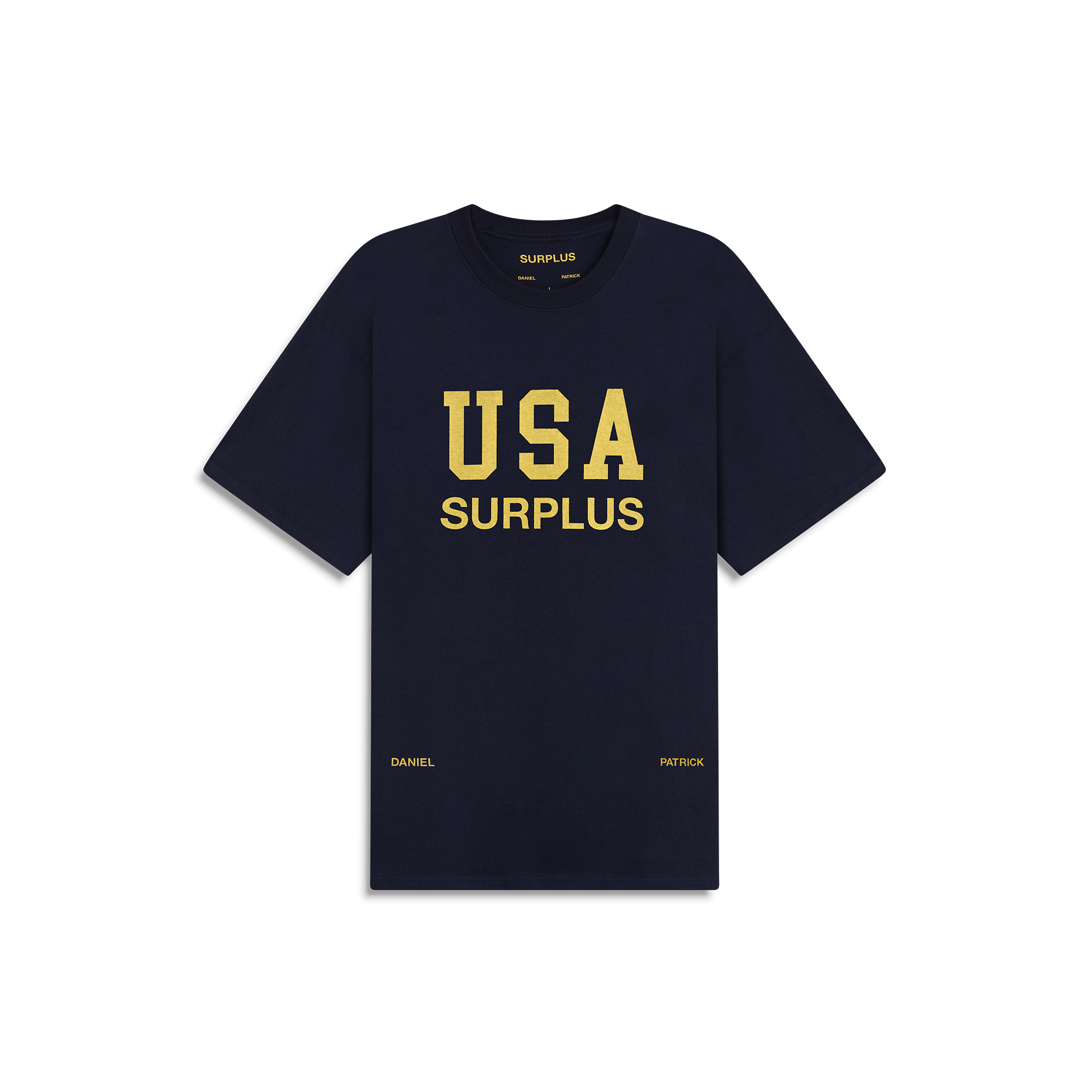 USA surplus tee / navy + yellow