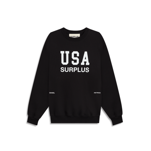 USA surplus crewneck / black + white