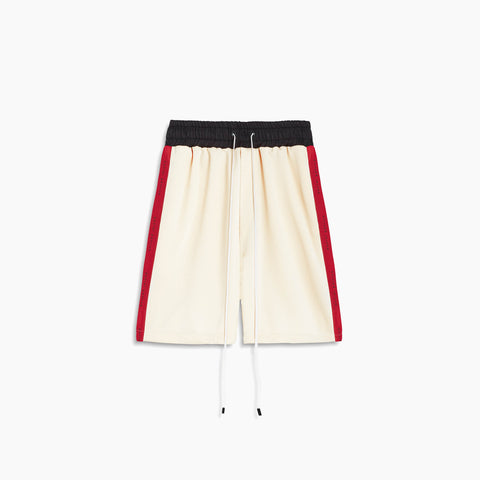 Classic Gym Short in Ivory + Red