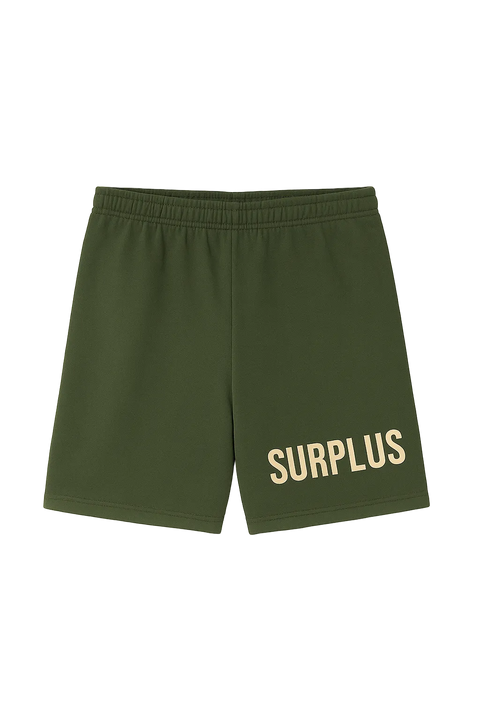 surplus military sweatshort / ivy green/cream