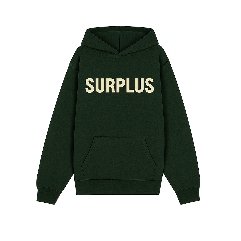 surplus logo hoodie / ivy green + cream