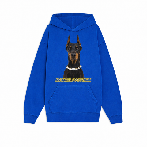 doberman hoodie / royal blue