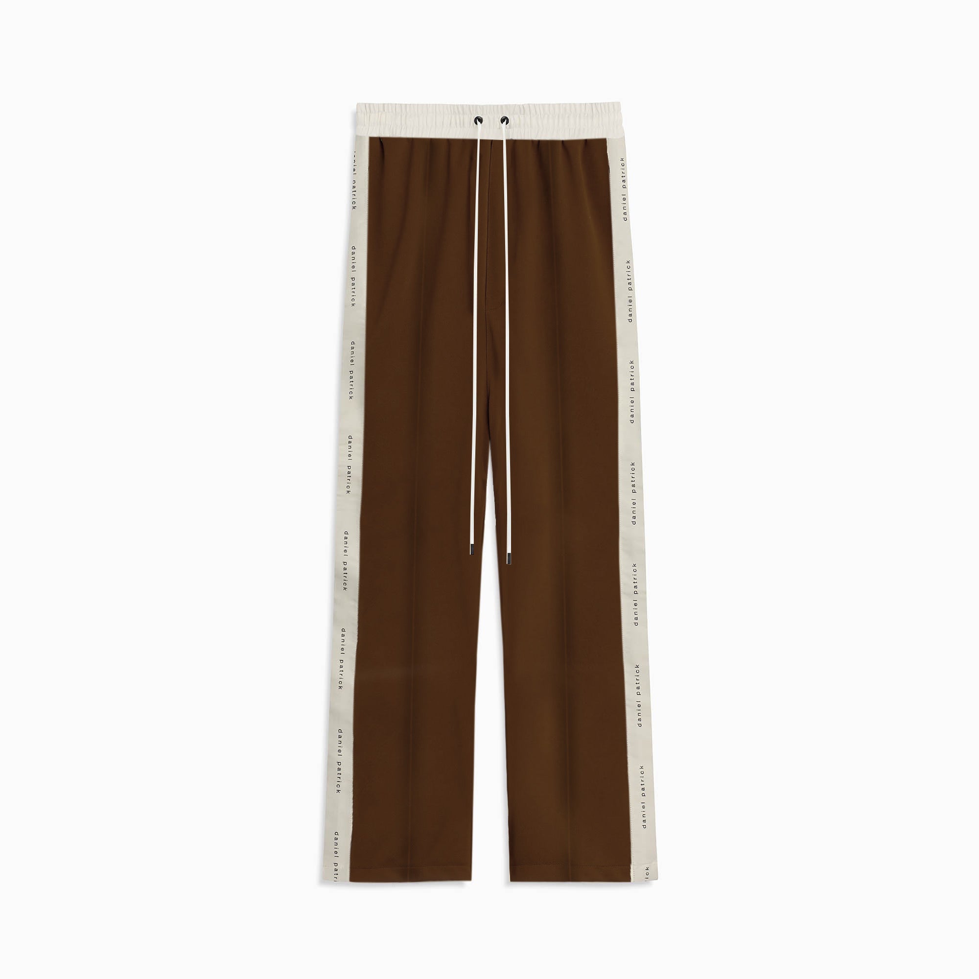 bootcut track pant / brown + ivory