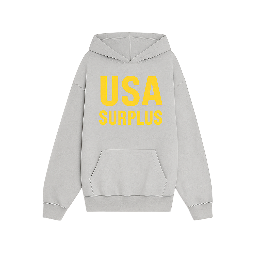 USA surplus hoodie / ash heather grey/yellow
