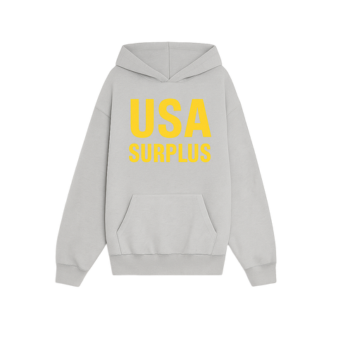 USA surplus hoodie / ash heather grey/yellow