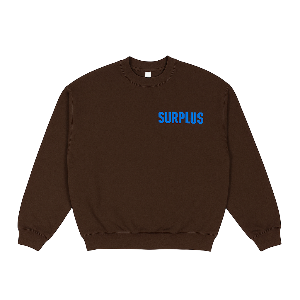 surplus crewneck sweatshirt / brown/cerulean blue