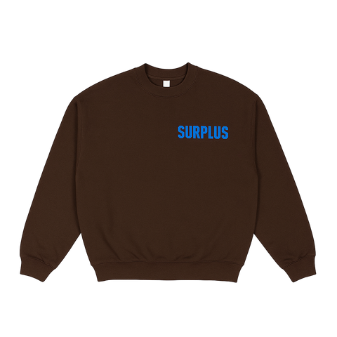 surplus crewneck sweatshirt / brown/cerulean blue