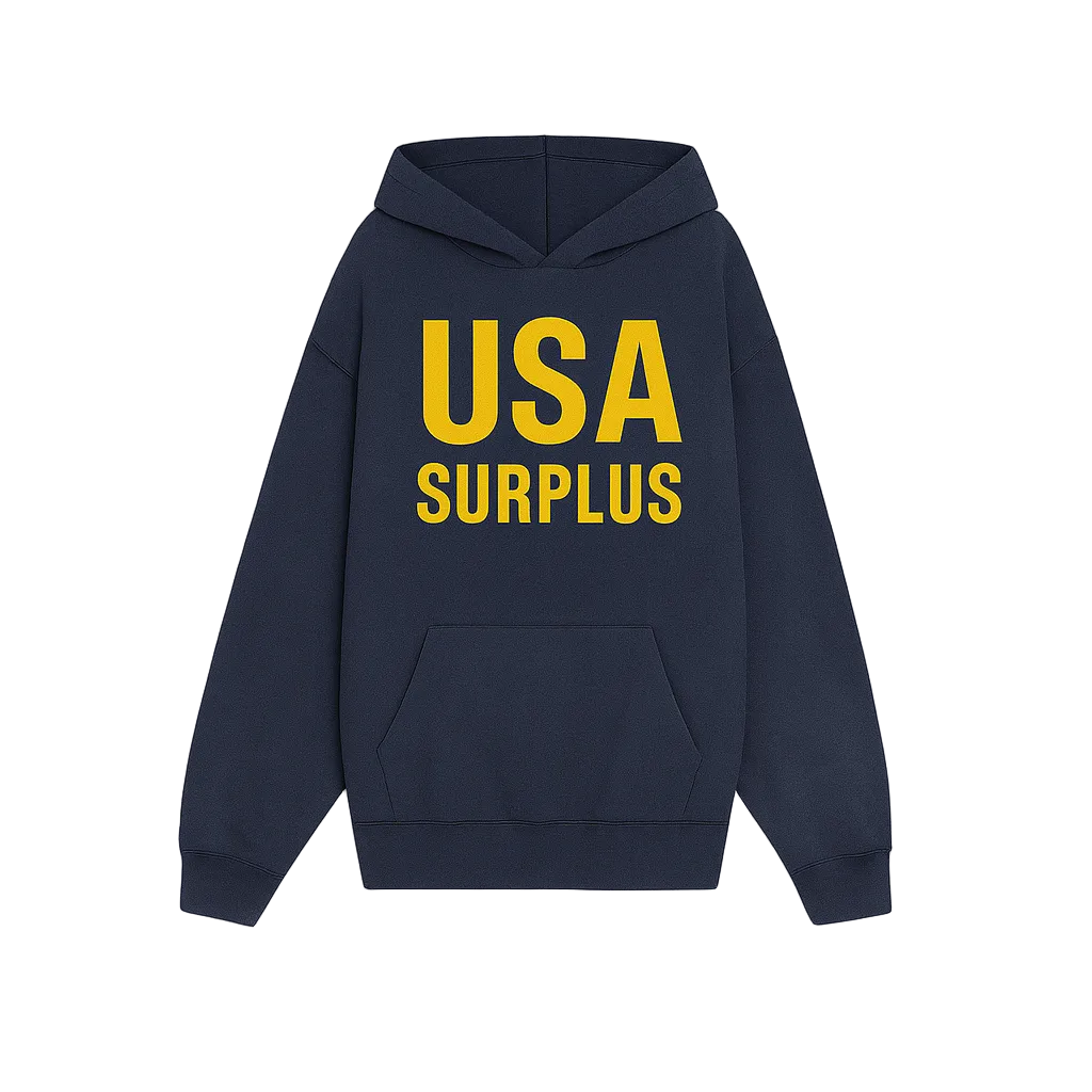 USA surplus hoodie / navy/yellow