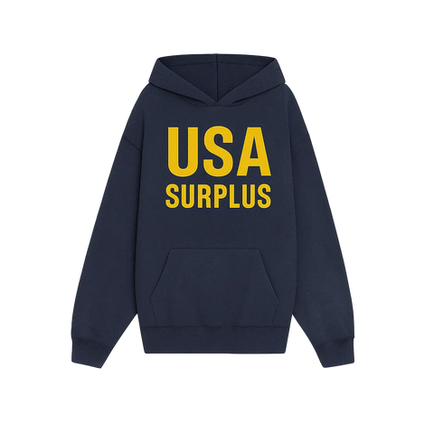 USA surplus hoodie / navy/yellow