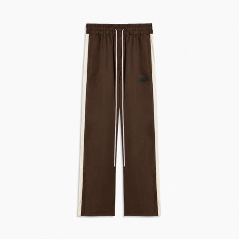 parachute straight leg track pant / Brown/Ivory