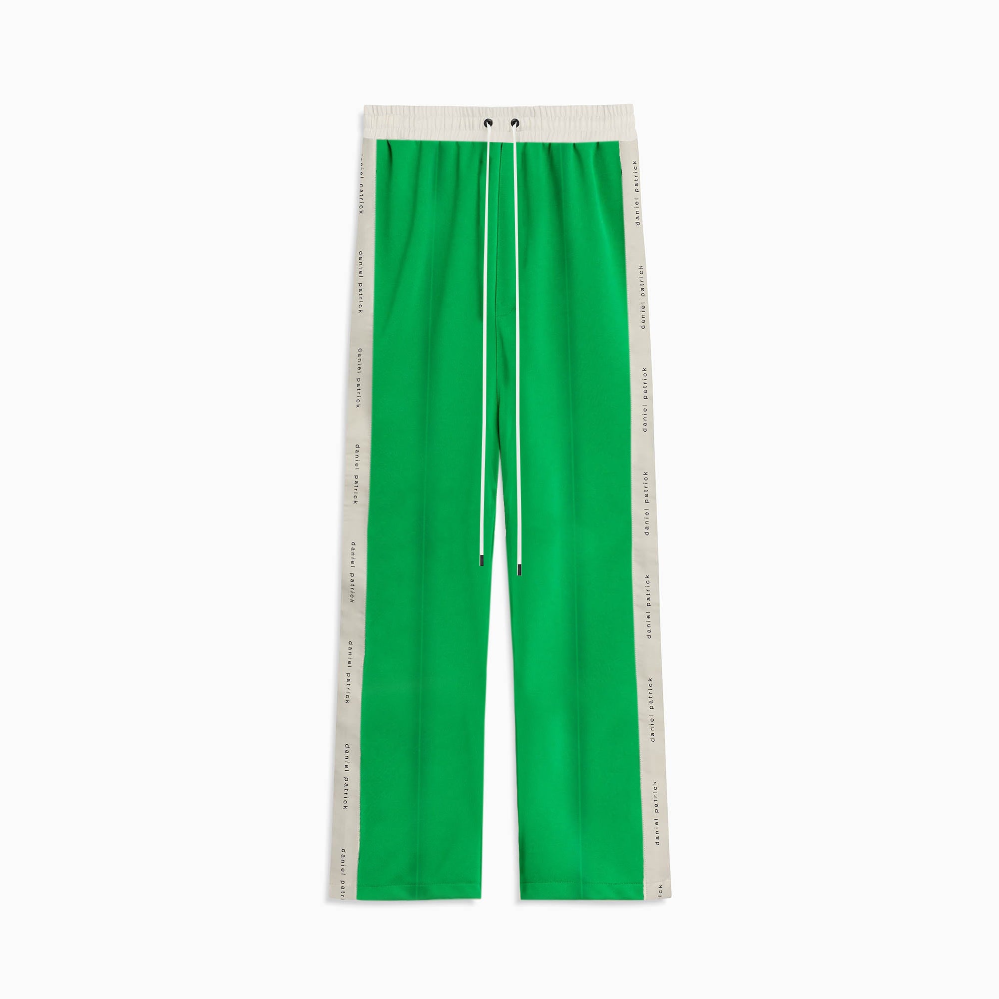 bootcut track pant / green + ivory