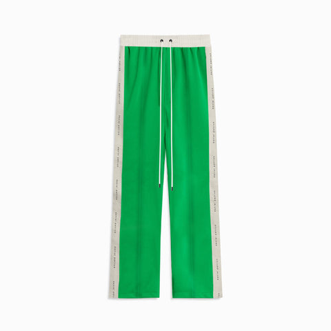 bootcut track pant / green + ivory