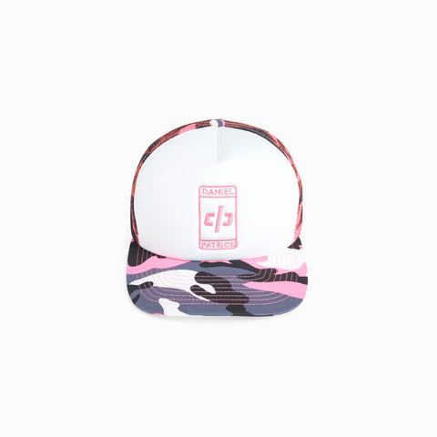 beverly hills trucker cap / white + pink camo