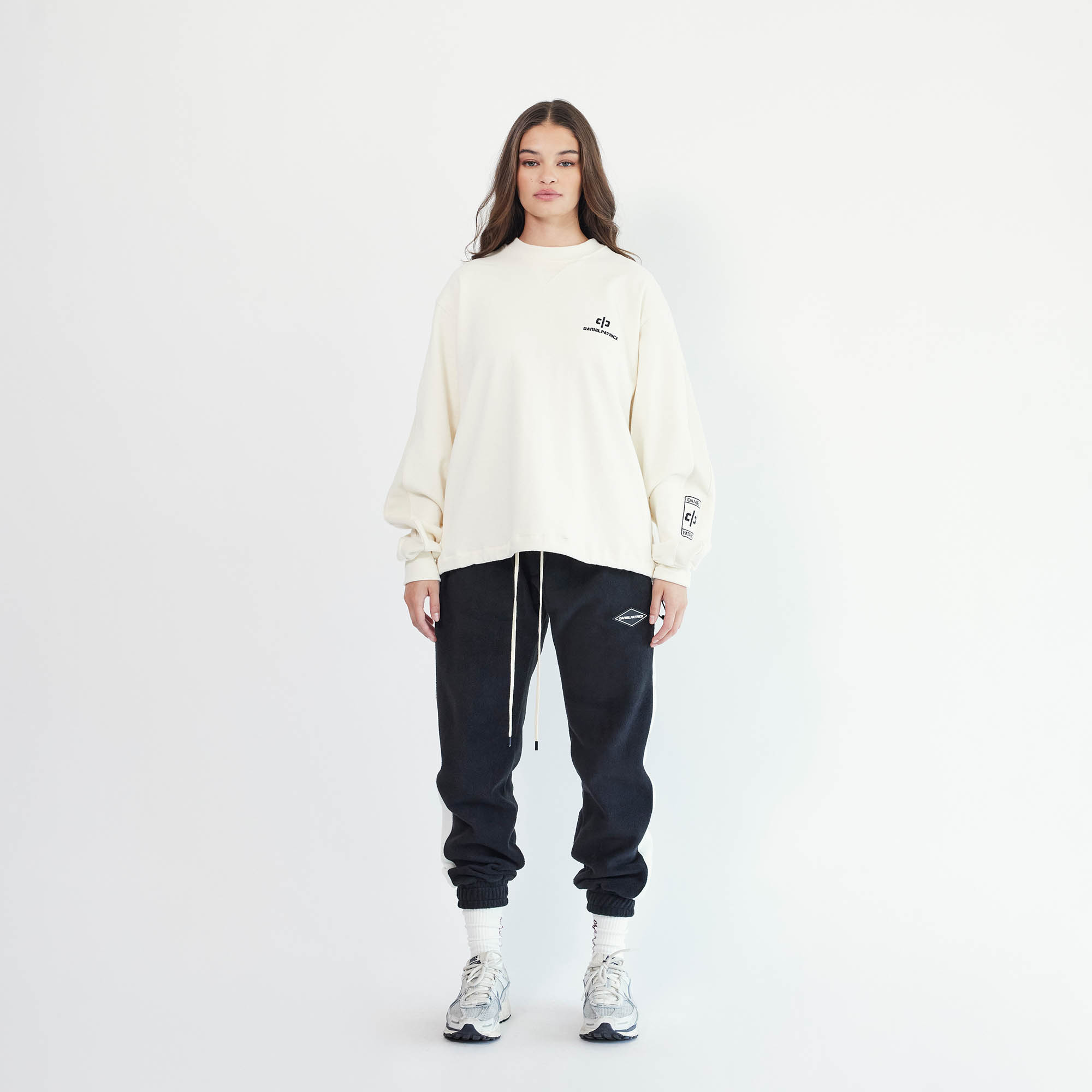 Polar Fleece Roaming Sweatpants in Black + Ivory