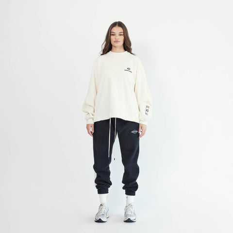 Polar Fleece Roaming Sweatpants in Black + Ivory