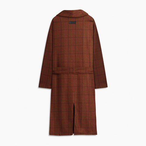 heavy wool robe coat / cognac plaid