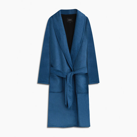 heavy wool robe coat / ocean blue
