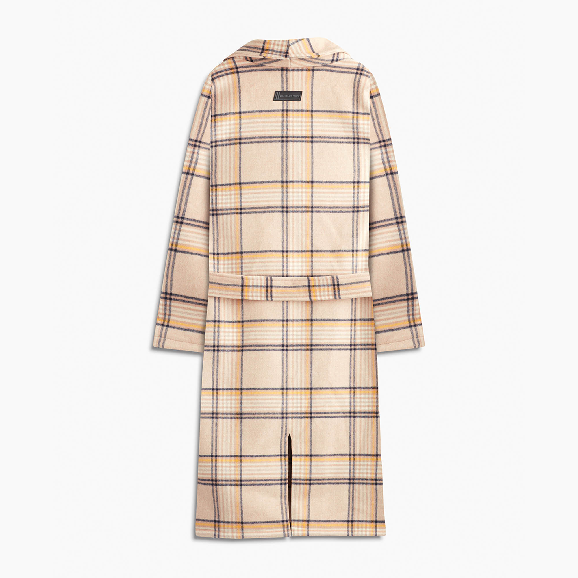 heavy wool robe coat / sand plaid
