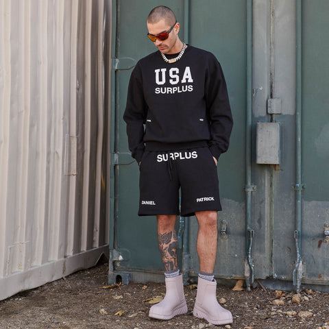 USA Surplus Crewneck in Black + White