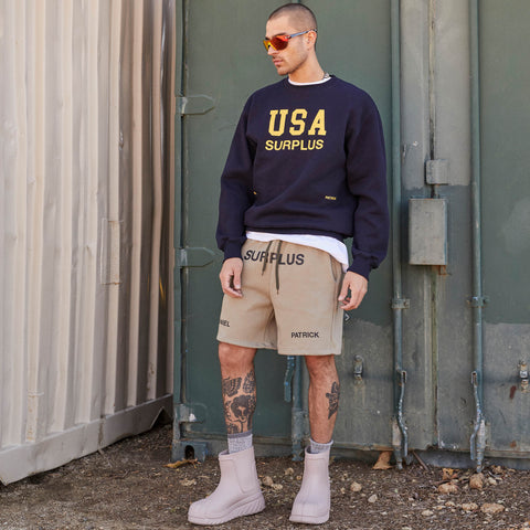 USA Surplus Crewneck in Navy + Yellow