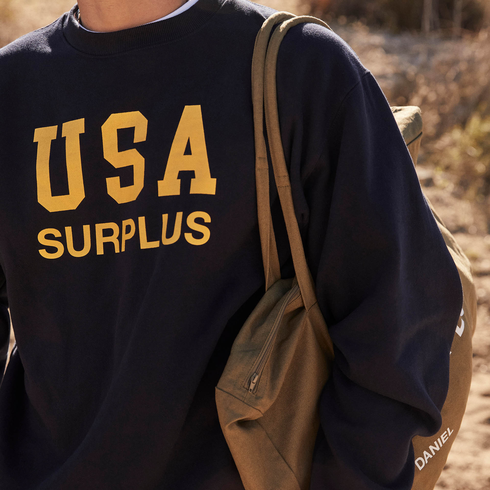 USA Surplus Crewneck in Navy + Yellow