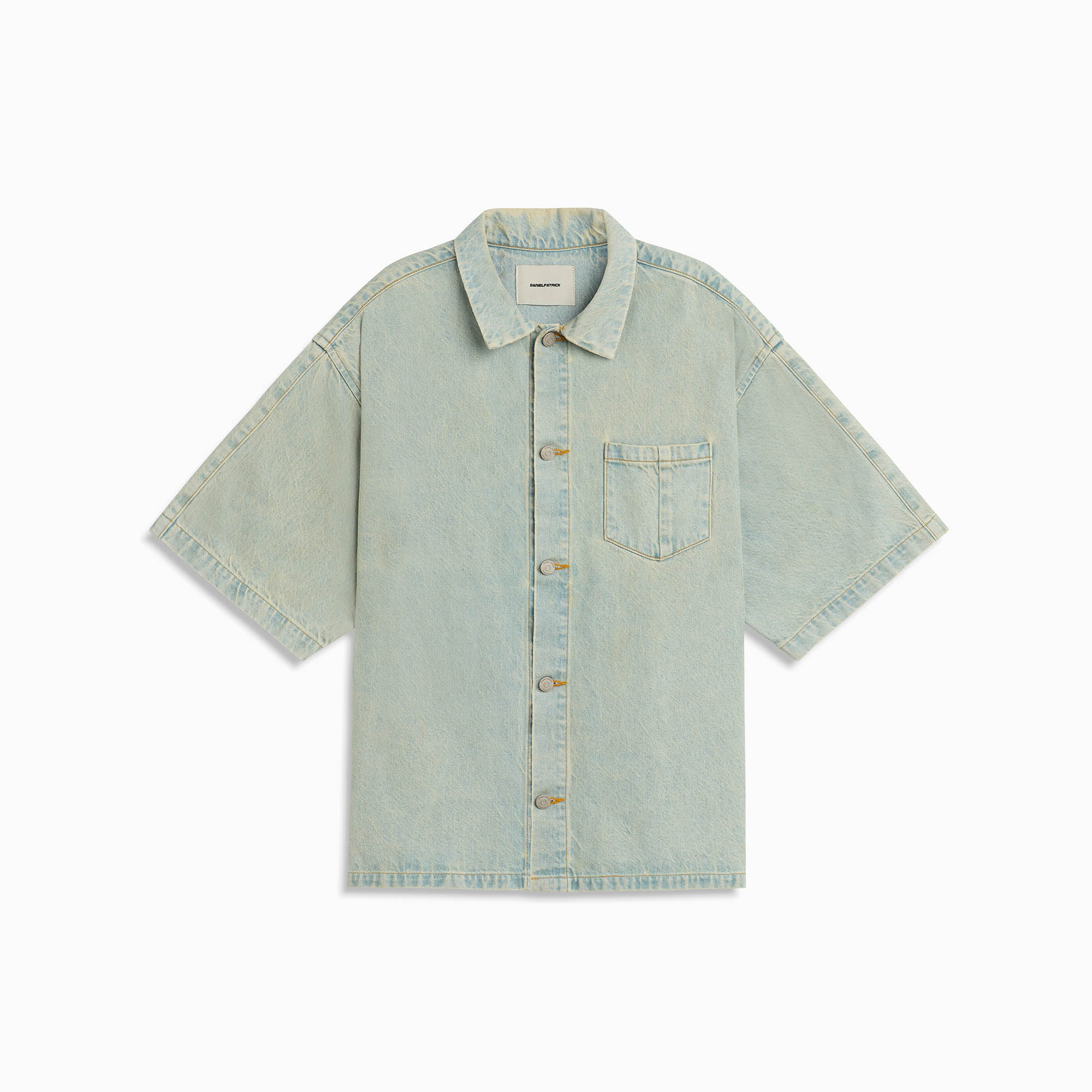 S/S Denim Box Shirt in Blue Stone Wash