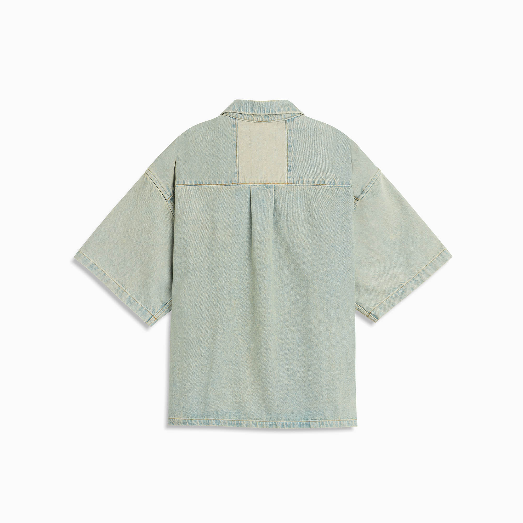 S/S Denim Box Shirt in Blue Stone Wash