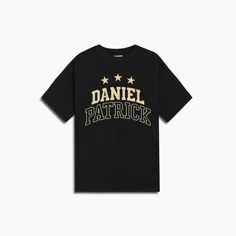 double varsity tee / black/cream