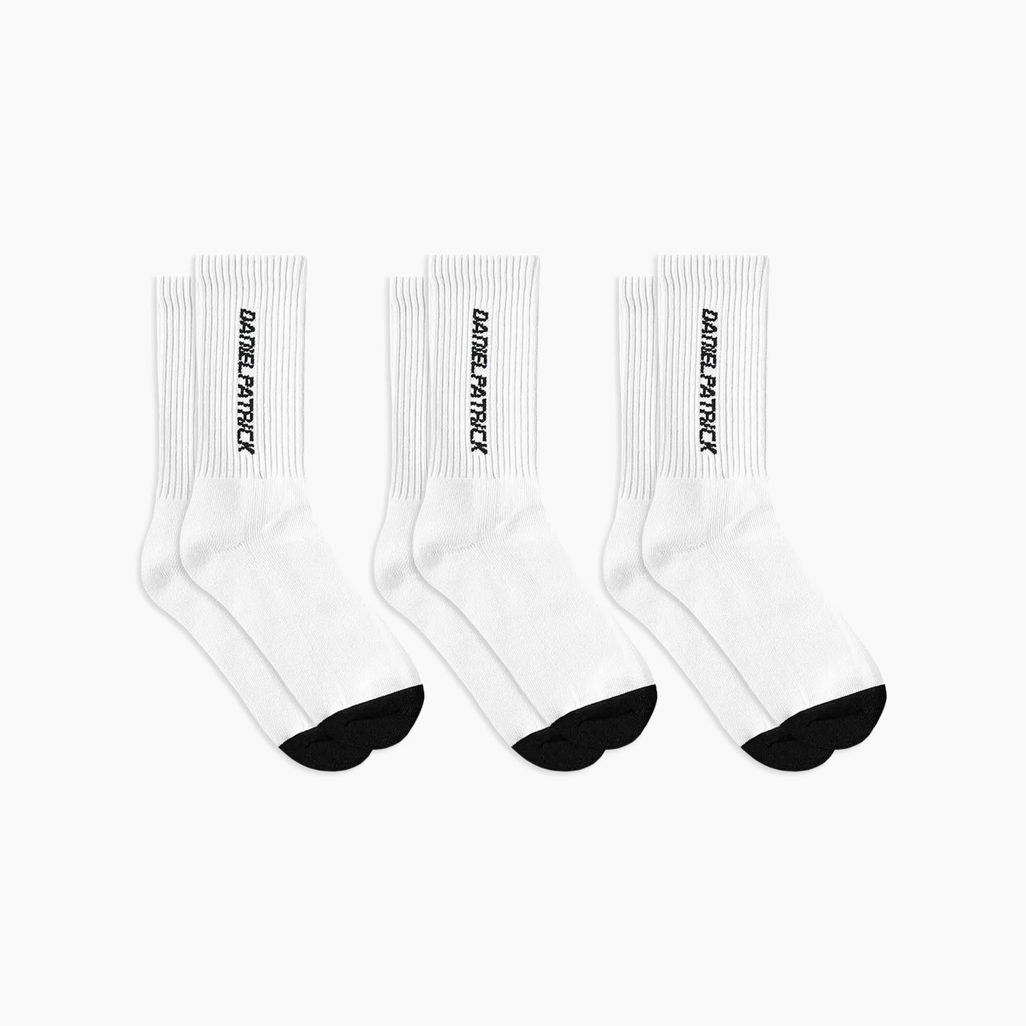 3 pack DP logo socks / cream + black