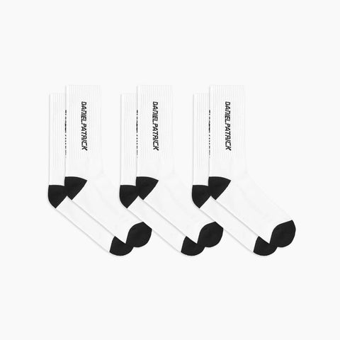 3 pack DP logo socks / white + black