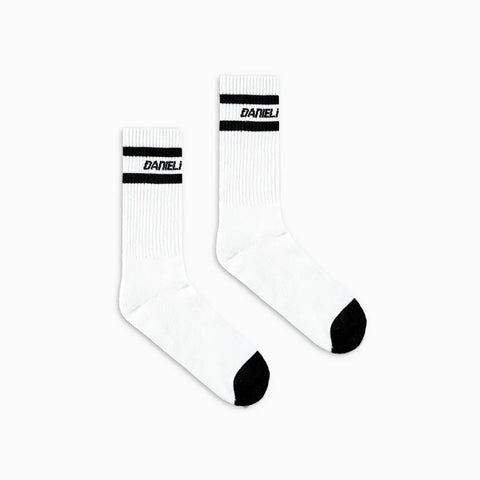logo stripe b-ball sock / white + black
