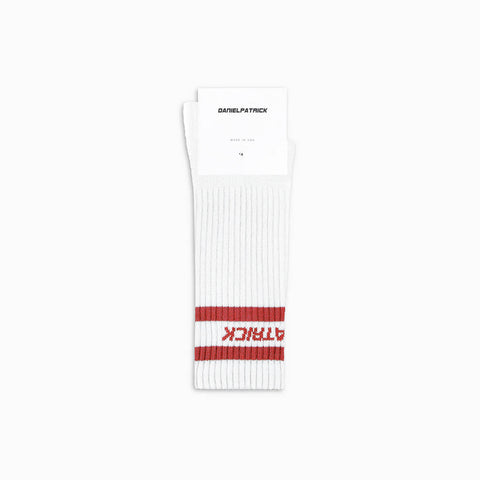 logo stripe b-ball sock / white + red