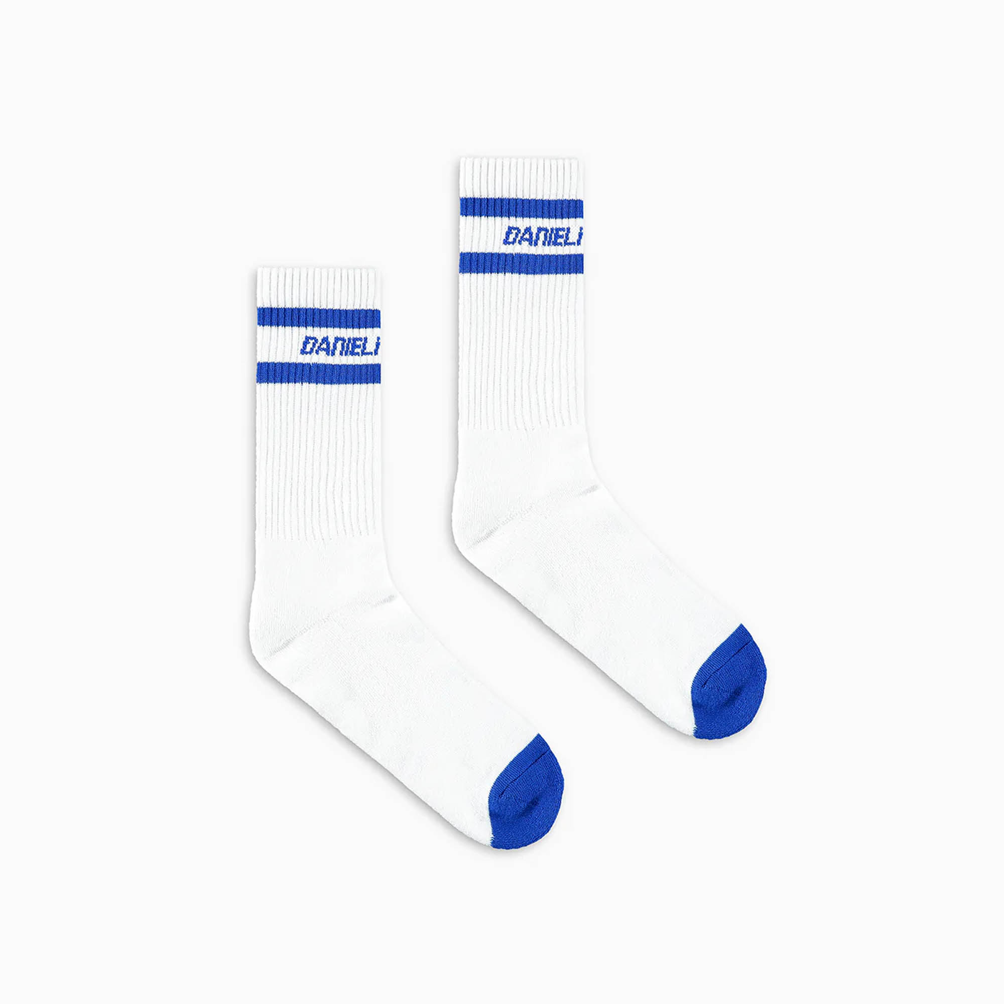 logo stripe b-ball sock / white + cobalt