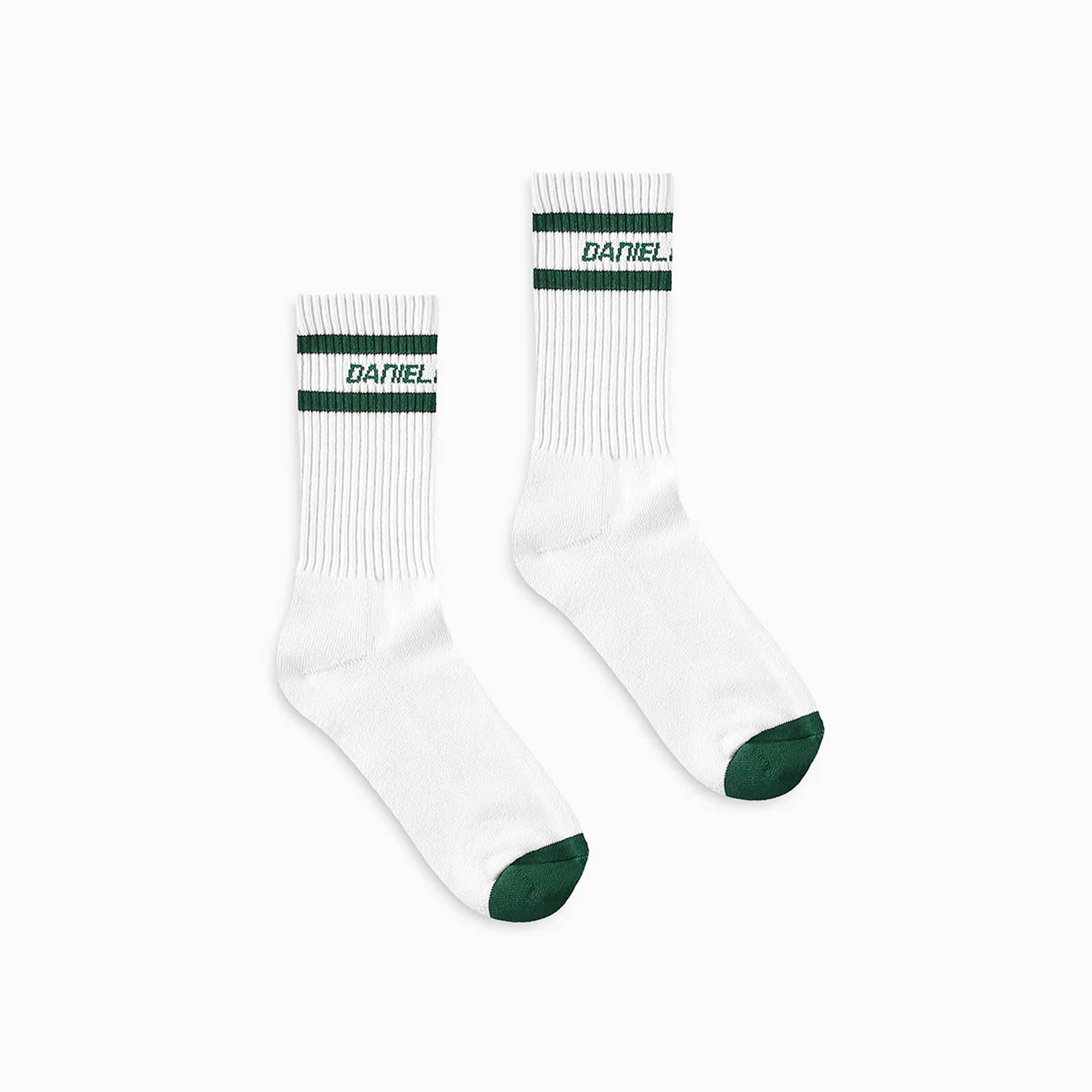 logo stripe b-ball sock / cream + hunter green