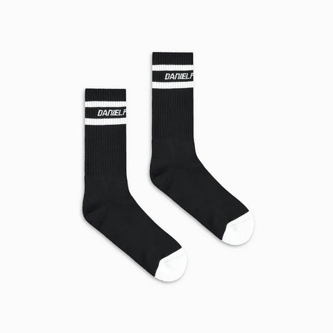 logo stripe b-ball sock / black + white