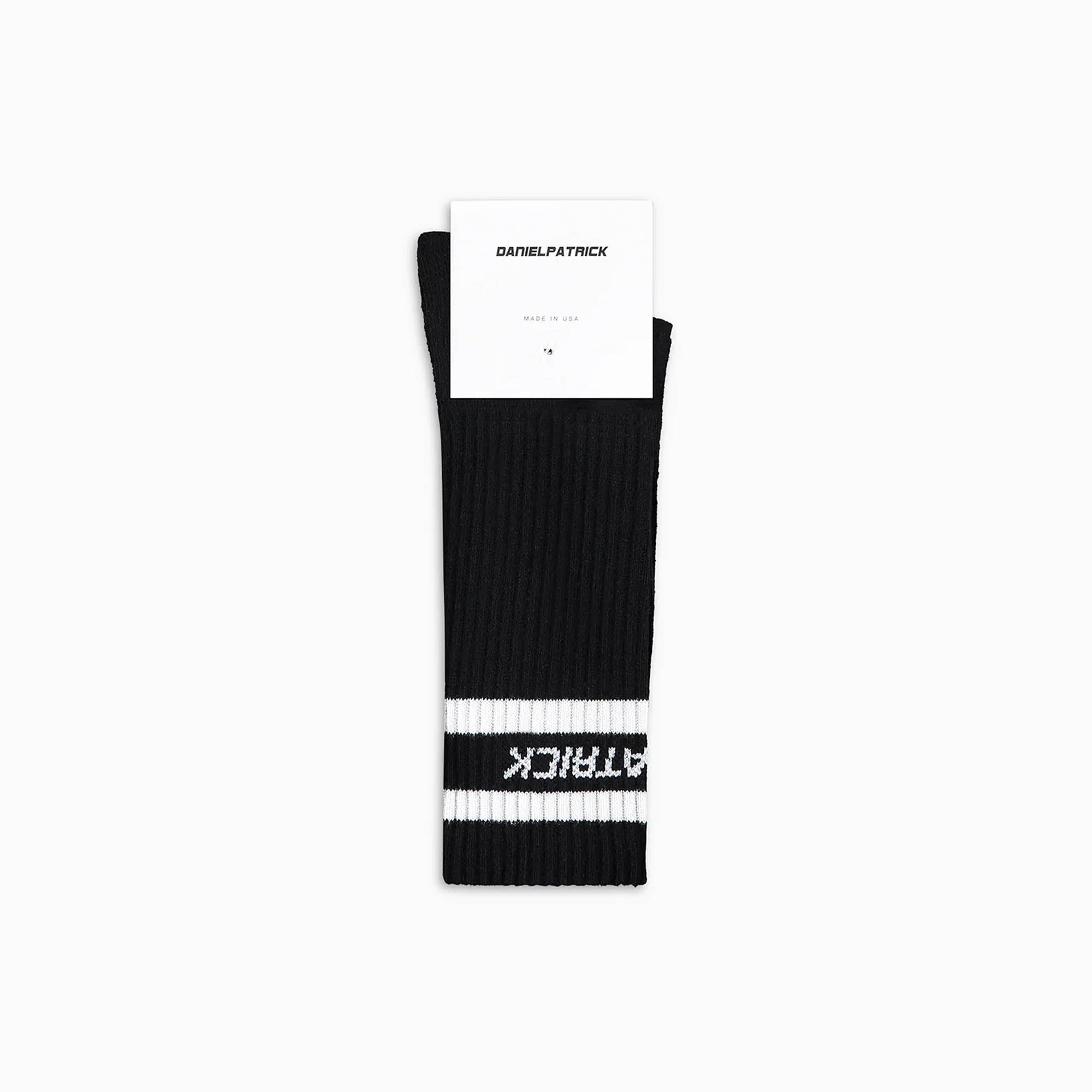 3 pack logo stripe b-ball socks / black + white