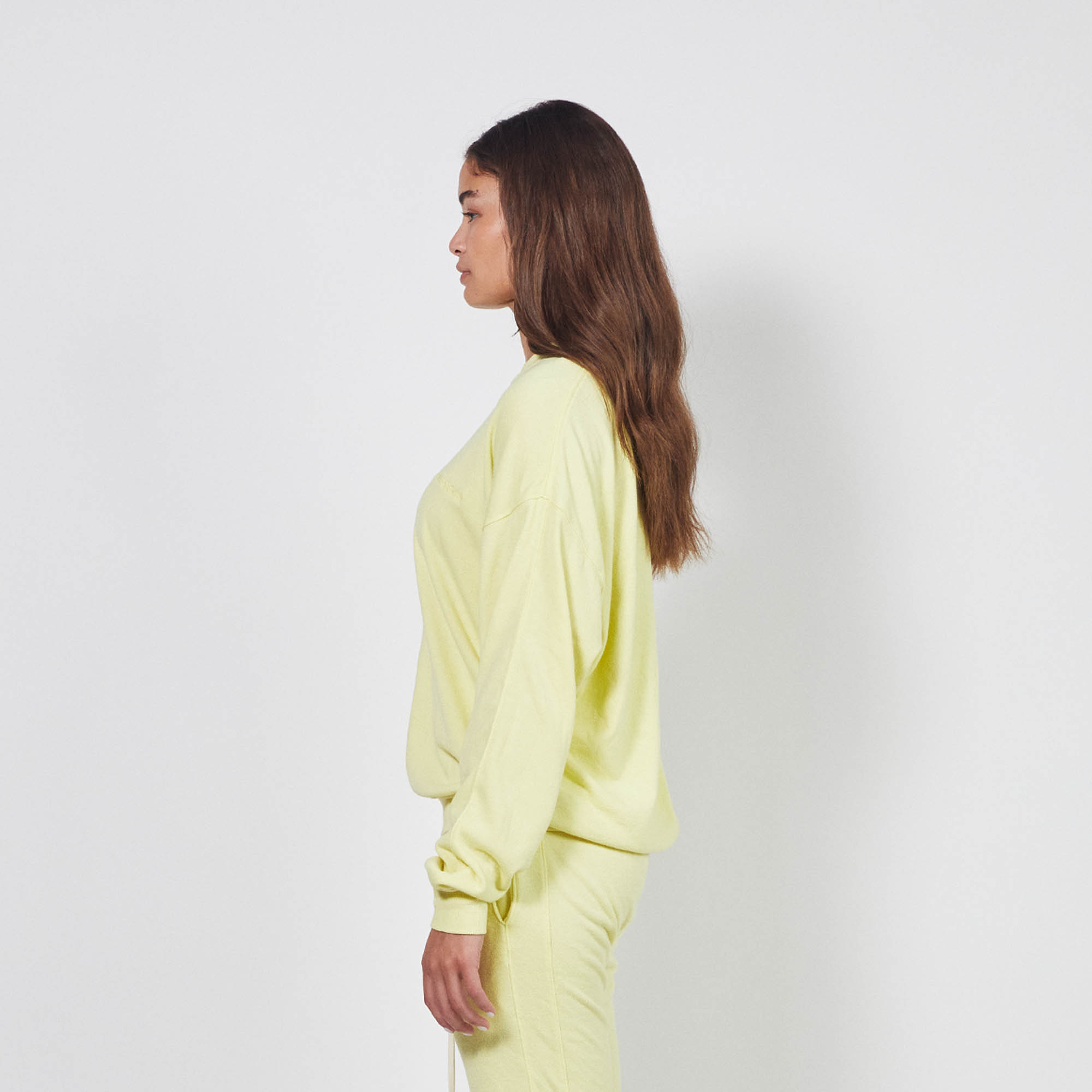 Pastel yellow sweatshirt women's hot sale