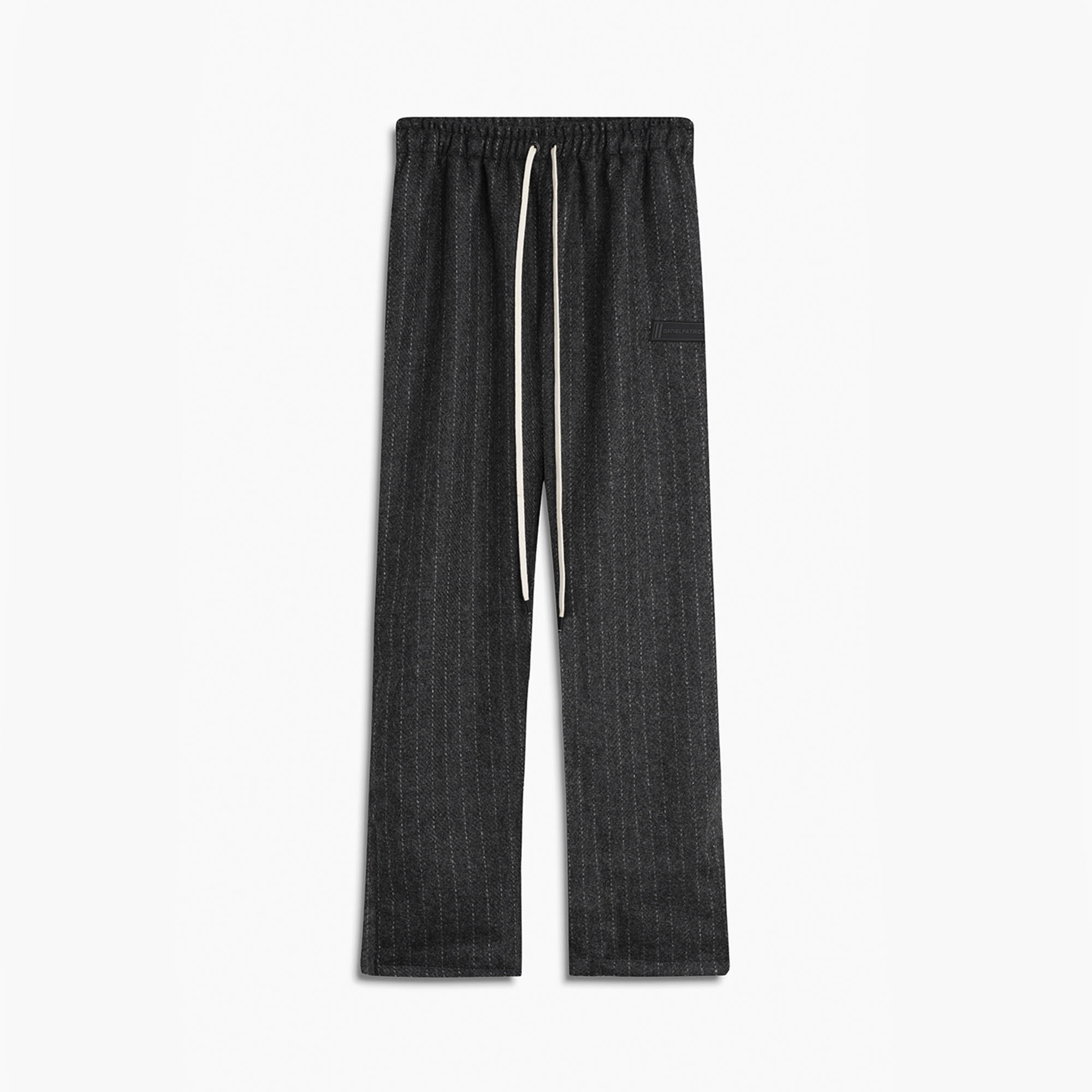 wool drawstring trouser / grey chalk stripe